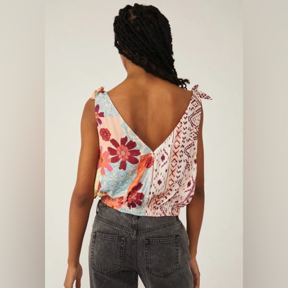 NWT! Free People XS,S,M Tied to You Tank. Tropical combo. $78